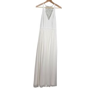 Lulu's Love Spell White Lace Back‎ Sleeveless Lined Maxi Dress Size S. READ!